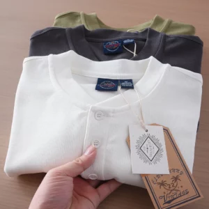 2025 Summer New American Retro Short Sleeve Henry Collar Solid Color T-shirt Men's Simple 96% Cotton Washed Casual Loose Tops - Image 5
