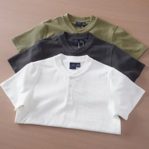 2025 Summer New American Retro Short Sleeve Henry Collar Solid Color T-shirt Men's Simple 96% Cotton Washed Casual Loose Tops - Image 7