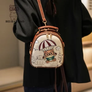 Women's Soft Leather Small Backpack School Backpack for Girls Bagpack Female Shoulder Bag Multifunction Travel Rucksack Mochilas - Image 2