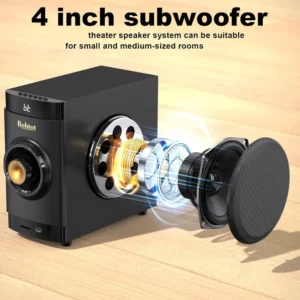 Small Subwoofer Home Theater for TV Surround System 5 Wired Speakers Amplifier 4 inch Woofer Built-in Receiver Support HDMI ARC - Image 7