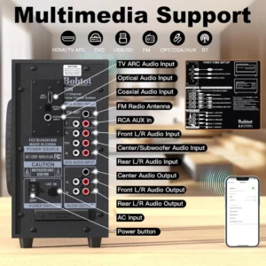 Small Subwoofer Home Theater for TV Surround System 5 Wired Speakers Amplifier 4 inch Woofer Built-in Receiver Support HDMI ARC - Image 5