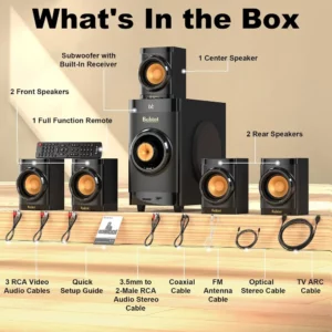 Small Subwoofer Home Theater for TV Surround System 5 Wired Speakers Amplifier 4 inch Woofer Built-in Receiver Support HDMI ARC - Image 4