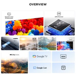 TCL Television 75 Inch Smart TV 4K UHD HDR 10 Google TV, Dynamic Color Enhancement, Dolby Audio, HVA Panel, MEMC, Multiple Eye Care with Metallic Bezel-less Design, 75V6C (2025 Model) 75V6C black - Image 6
