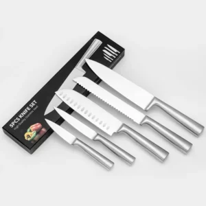 Kitchen knife set, all-steel five-piece set stainless steel kitchen knife all-purpose knife bread knife, fruit knife combination - Image 7