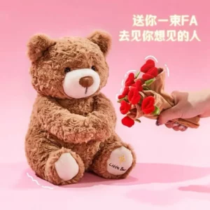 Kawaii Teddy Bear with Roses Plush Toy Soft Bear Stuffed Doll Romantic Gift for Lover Home Decor Valentine's Day Gifts for Girls - Image 3