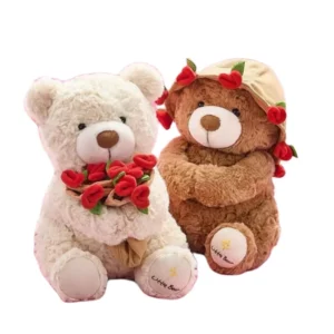 Kawaii Teddy Bear with Roses Plush Toy Soft Bear Stuffed Doll Romantic Gift for Lover Home Decor Valentine's Day Gifts for Girls - Image 5