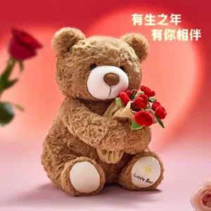 Kawaii Teddy Bear with Roses Plush Toy Soft Bear Stuffed Doll Romantic Gift for Lover Home Decor Valentine's Day Gifts for Girls - Image 7