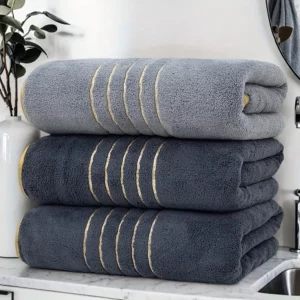 3pcs Ultra-Soft Coral Bath Towel Set - Quick-Dry Luxury Spa & Gym Towels, Large Bath Sheets , Lightweight & Highly Absorbent - Image 5