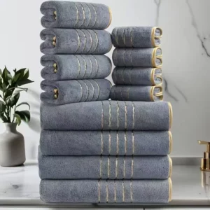 3pcs Ultra-Soft Coral Bath Towel Set - Quick-Dry Luxury Spa & Gym Towels, Large Bath Sheets , Lightweight & Highly Absorbent - Image 4