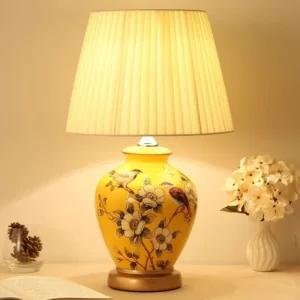 Nordic Style Living Room Bedroom Bedside Lamp With European Floral And Bird Pattern Decoration Lamp American Ceramic Table Lamp - Image 3
