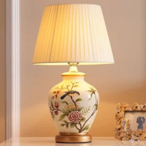 Nordic Style Living Room Bedroom Bedside Lamp With European Floral And Bird Pattern Decoration Lamp American Ceramic Table Lamp - Image 4