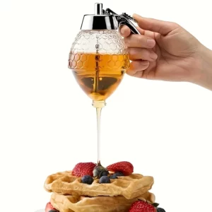 1pc Honey Dispenser with Stand Suitable for Syrups Sauces Multifunctional Kitchen Gadget Honey Jar Container Kitchen Accessories - Image 3
