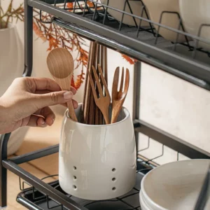 Simple Practical Chopstick Holder Kitchen Ceramic Craftsmanship Drain Storage Container Cross Knife Fork Spoon Chopstick Basket - Image 7