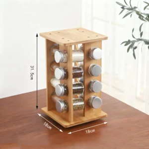wooden kitchen condiment rack rotatable fragrance finishing rack multi-layer seasoning bottle storage rack - Image 2