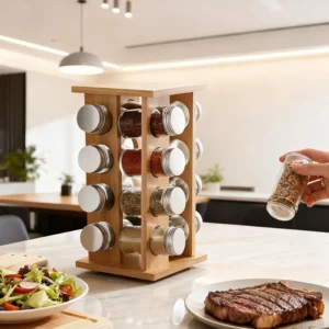 wooden kitchen condiment rack rotatable fragrance finishing rack multi-layer seasoning bottle storage rack - Image 3