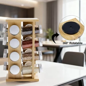wooden kitchen condiment rack rotatable fragrance finishing rack multi-layer seasoning bottle storage rack - Image 6
