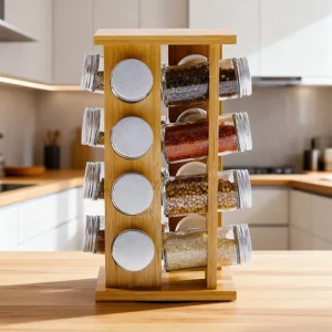 wooden kitchen condiment rack rotatable fragrance finishing rack multi-layer seasoning bottle storage rack - Image 5