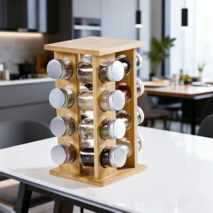 wooden kitchen condiment rack rotatable fragrance finishing rack multi-layer seasoning bottle storage rack - Image 4