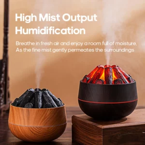 Charcoal Flame Humidifier Aromatherapy Essential Oil Diffuser 300ml Mist Ultrasonic Humidifier for Bedroom Office Night Light - Image 2