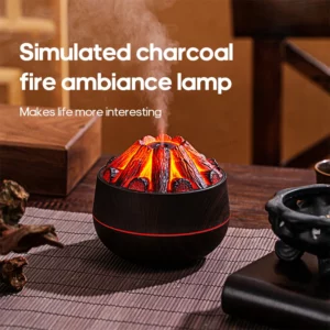 Charcoal Flame Humidifier Aromatherapy Essential Oil Diffuser 300ml Mist Ultrasonic Humidifier for Bedroom Office Night Light - Image 3