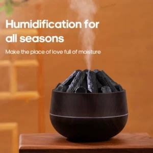 Charcoal Flame Humidifier Aromatherapy Essential Oil Diffuser 300ml Mist Ultrasonic Humidifier for Bedroom Office Night Light - Image 5
