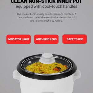 Multifunction Rice Cooker Includes Cook & Keep Warm Functions With Tempered Glass Lid, Aluminum Inner Steamer/ Removable Non-Stick Pot/Cool Touch Handle/Durable Construction 1 L 400 W GRC4325H White - Image 4
