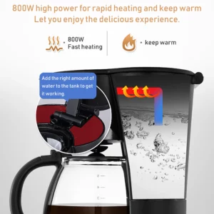 1.5L Electric Drip Coffee Maker 800W Household Coffee Machine 15 Cup Tea Coffee Pot Milk Coffee Maker for Gift 220V Sonifer - Image 6