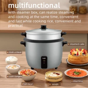 Sonifer Electric Rice Cooker, 3L 500W, One-Button Cooking, Steaming & Boiling, Glass Lid, Compact Design - Image 3
