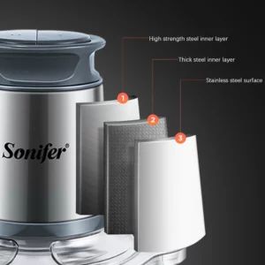 2 Speeds Electric Chopper Meat Grinder 1.8L Glass Mincer Food Processor Slicer Egg Beater Vegetable Meat Grinder 250W Sonifer - Image 5
