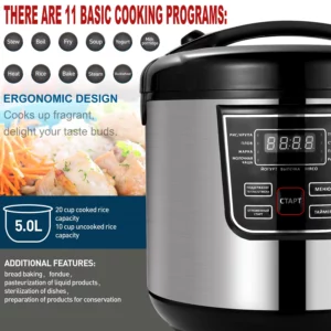 5L Electric Rice Cooker 900W Multifunctional Cooker Non-stick Smart Household Steamed Rice Pot Make Porridge Soup Sonifer - Image 2
