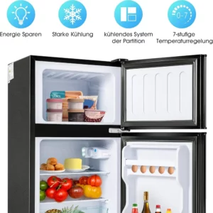 120L Double Door Refrigerator with Top Freezer Small Home Fridge for Apartment Dormitory - Image 3