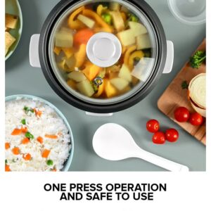 GEEPAS Rice Cooker with Non-Stick Cooking Pot | Automatic Cooking, Steam Vent Lid & Simple One Touch Operation, Multi Functional, Cool Touch Handle|Make Rice, Steam Healthy Food & Vegetables 0.6 L 300 W GRC1828 White - Image 3