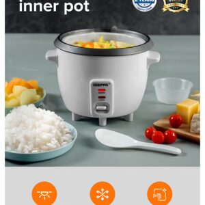 GEEPAS Rice Cooker with Non-Stick Cooking Pot | Automatic Cooking, Steam Vent Lid & Simple One Touch Operation, Multi Functional, Cool Touch Handle|Make Rice, Steam Healthy Food & Vegetables 0.6 L 300 W GRC1828 White - Image 4