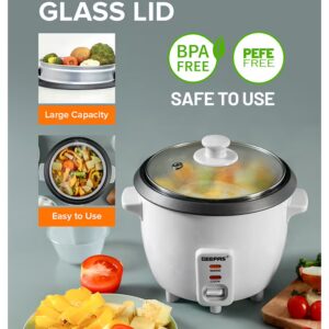 GEEPAS Rice Cooker with Non-Stick Cooking Pot | Automatic Cooking, Steam Vent Lid & Simple One Touch Operation, Multi Functional, Cool Touch Handle|Make Rice, Steam Healthy Food & Vegetables 0.6 L 300 W GRC1828 White - Image 5