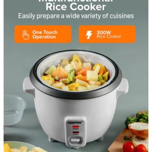 GEEPAS Rice Cooker with Non-Stick Cooking Pot | Automatic Cooking, Steam Vent Lid & Simple One Touch Operation, Multi Functional, Cool Touch Handle|Make Rice, Steam Healthy Food & Vegetables 0.6 L 300 W GRC1828 White - Image 7