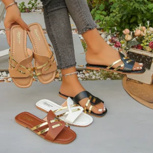 Summer Round Headed Elegant Sexy Flat Casual Slippers Fashionable Best Selling New Comfortable Women's Plus Size Slippers - Image 1