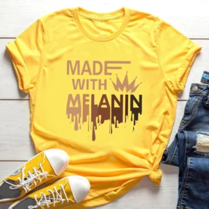 2024 Cool Melanin Tshirt Women Short Sleeve Top Yellow Femme T-Shirt Black Girl Magic Print Loose Female Clothes - Image 6