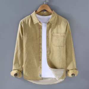 Japanese Style Long Sleeve Denim Shirt Men Spring Autumn High Street Washed Heavy Jean Tops Casual Pure Cotton Cowboy Shirts Man - Image 2