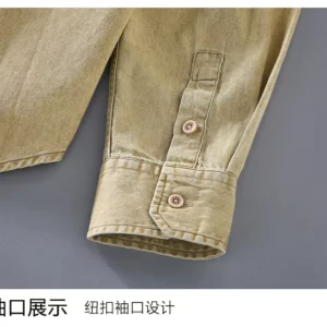 Japanese Style Long Sleeve Denim Shirt Men Spring Autumn High Street Washed Heavy Jean Tops Casual Pure Cotton Cowboy Shirts Man - Image 5