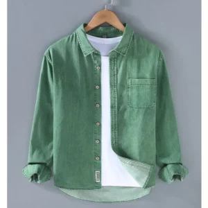 Japanese Style Long Sleeve Denim Shirt Men Spring Autumn High Street Washed Heavy Jean Tops Casual Pure Cotton Cowboy Shirts Man - Image 6