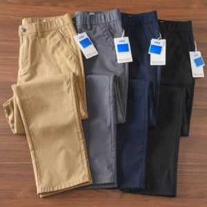 2277# Spring Autumn New American Retro Chino Casual Pants Men's Simple 97% Cotton Washed Micro Elastic Thick Straight Trousers - Image 1
