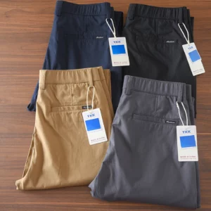 2277# Spring Autumn New American Retro Chino Casual Pants Men's Simple 97% Cotton Washed Micro Elastic Thick Straight Trousers - Image 5