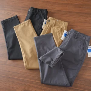2277# Spring Autumn New American Retro Chino Casual Pants Men's Simple 97% Cotton Washed Micro Elastic Thick Straight Trousers - Image 3