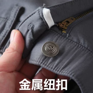 2277# Spring Autumn New American Retro Chino Casual Pants Men's Simple 97% Cotton Washed Micro Elastic Thick Straight Trousers - Image 7