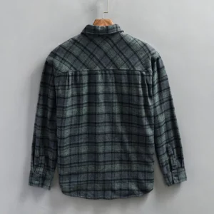 Z974 Spring Autumn Business Causal Daily Men Plaid Shirt Lapel Casual Long Sleeved Solid Color Breathable Male Thin Jackets Tops - Image 2