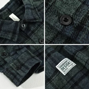 Z974 Spring Autumn Business Causal Daily Men Plaid Shirt Lapel Casual Long Sleeved Solid Color Breathable Male Thin Jackets Tops - Image 4