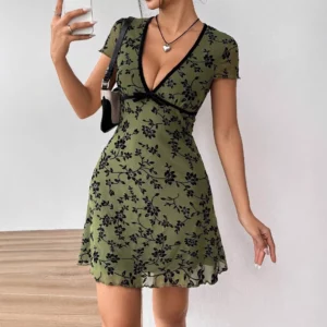 2025 Women Dress Elegant Long Dresses Party Night Dress Summer New Women's Sexy Crushed Flower Embroidery V-Neck A-Line Skirt - Image 1