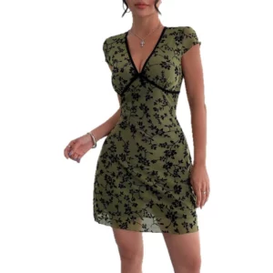 2025 Women Dress Elegant Long Dresses Party Night Dress Summer New Women's Sexy Crushed Flower Embroidery V-Neck A-Line Skirt - Image 5