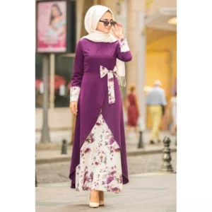 Muslim Dubai Abayas Women Dress Ramadan Robe Patchwork Floral Printing Evening Long Dresses Slim Ladies Traditional Clothing - Image 3
