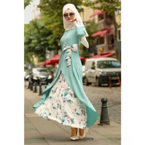Muslim Dubai Abayas Women Dress Ramadan Robe Patchwork Floral Printing Evening Long Dresses Slim Ladies Traditional Clothing - Image 5
